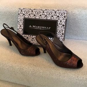 Brass colored high heels
